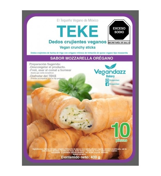 TEKE Dedos Crujientes de Queso Mozzarela Vegano y Orégano Vegandazz 400 g