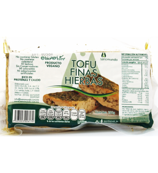 Tofu Orgánico Finas Hierbas Sano Mundo 200 g