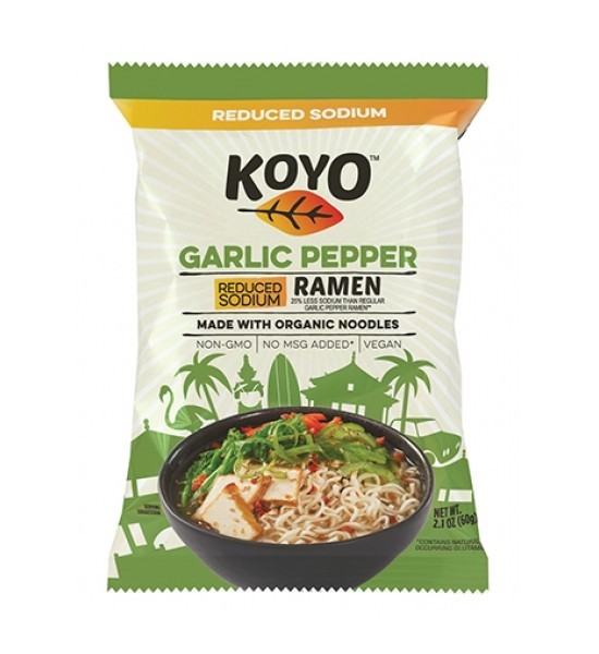 Ramen de Noodles Orgánicos de Ajo y Pimienta Reducido en Sodio Koyo 57 g