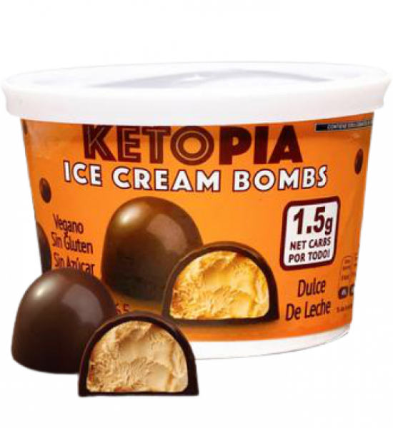 Helado Vegano Ketopia Bombas de Dulce de Leche Frozen Boutique 65 ml