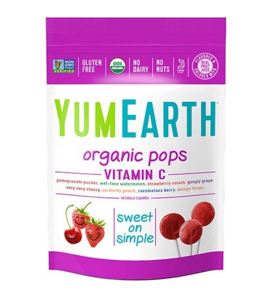 Paletas de Frutas Orgánicas Adicionadas con Vitamina C Yum Earth 40 pz, 241g