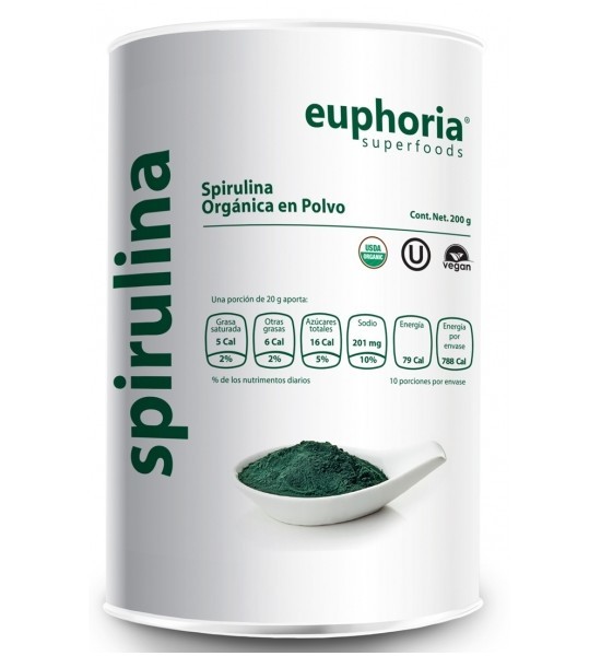 Espirulina Orgánica en Polvo Euphoria Superfoods 200 g