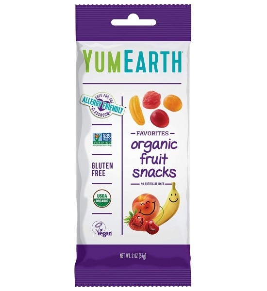 Snacks de Fruta Orgánica, Plátano, Cereza, Durazno y Fresa Yum Earth 57 g