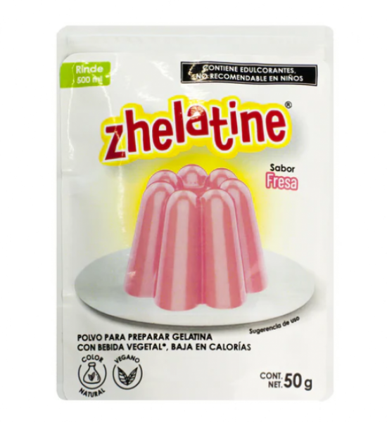Gelatina Para Leche Vegetal Sabor Fresa Zhelatine 50 g