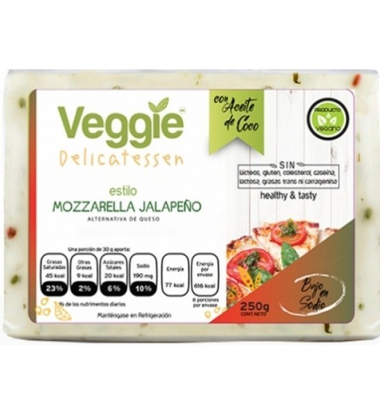 Queso Vegano Tipo Mozzarella Jalapeño Veggie Cheese 250 g