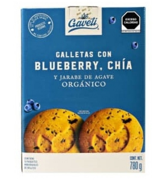 Galletas Veganas Sabor Mora Azul (Blueberry) y Chia Gaveti 210g