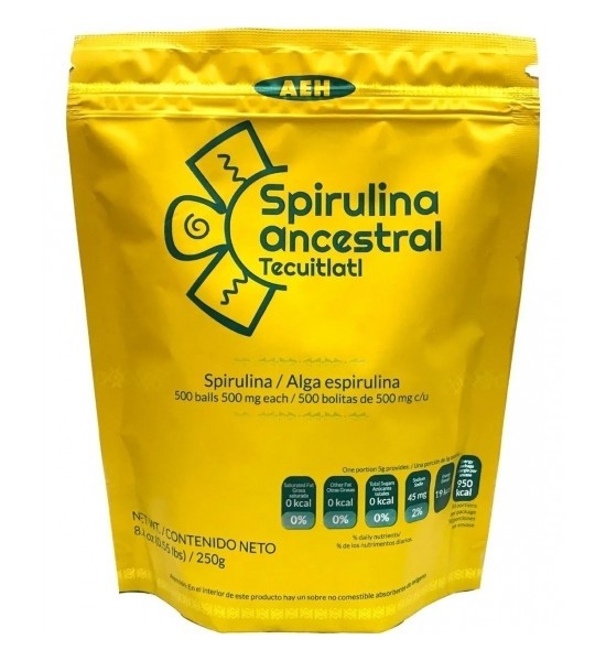 Alga Spirulina Ancestral Tecuitlat 250 g /500 tabs