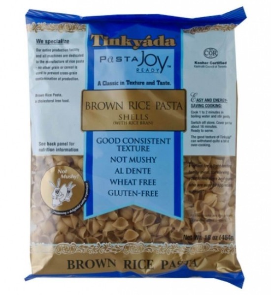 Pasta de Conchita de Arroz Integral con Salvado de Avena Sin Gluten Tinkyada 454 g