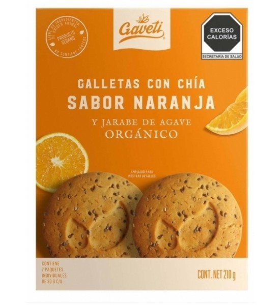 Galletas Veganas Sabor Naranja Con Chia Gaveti 210g
