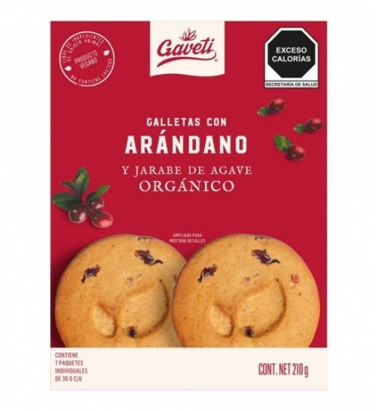 Galletas con Arándano y Jarabe de Agave Orgánico Gaveti 210 g