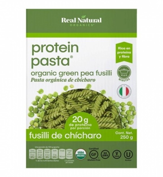 Pasta Orgánia de Chícharo Fusilli Real Natural Organics 250 g
