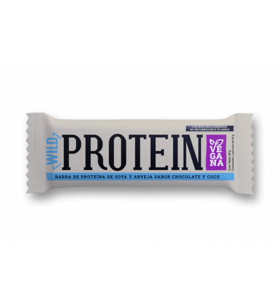 Barra De Proteina Vegana Sabor Chocolate Y Coco Wild Protein 45g