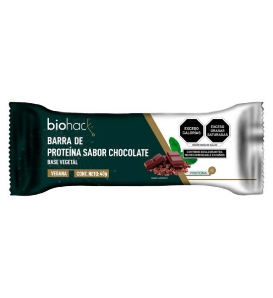 Barra De Proteina Vegana Sabor Chocolate Biohack 40 g