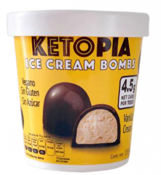 Helado Vegano Ketopia Bombas de Crema de Vainilla Frozen Boutique 195 g
