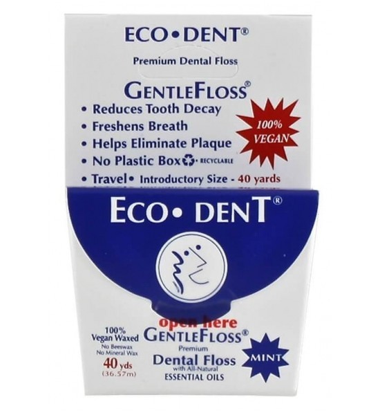 Hilo Dental Vegano Seda Suave Menta Eco-Dent 36.57 m