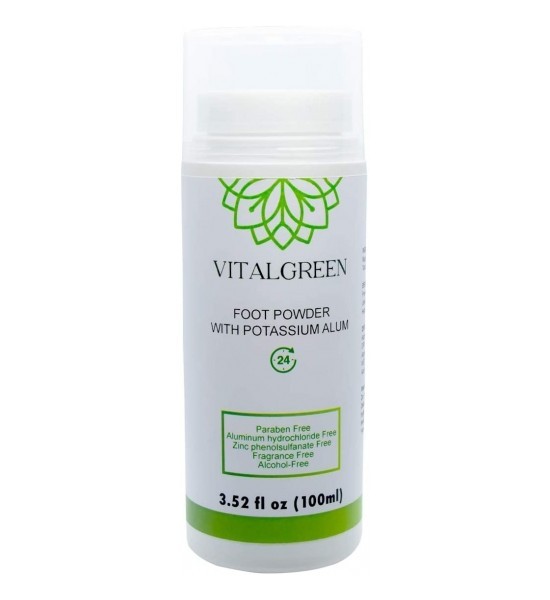 Talco Desodorante Natural de Piedra Cristal Alumbre Potasio Vital Green 100 g