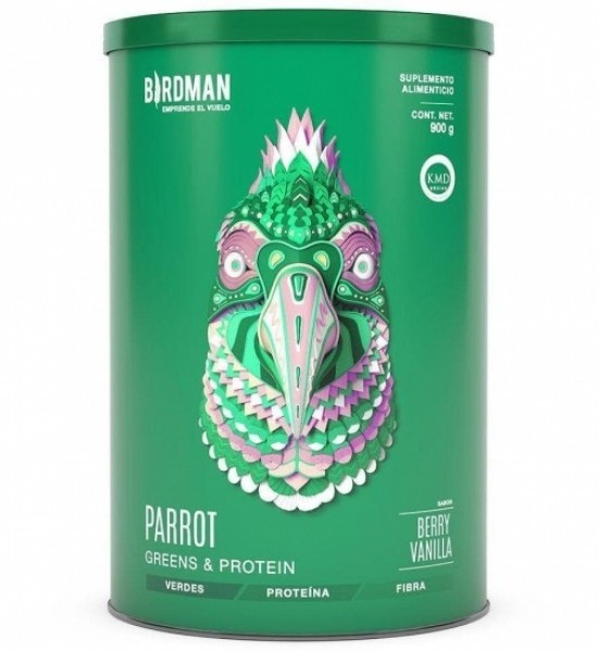 Proteína Parrot Greens and Protein Sabor Berry Vainilla Birdman 900 g