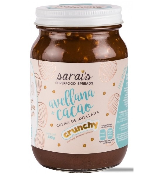 Crema de Avellana con Cacao Crunchy Sarai's Superfood Spreads 230 gr